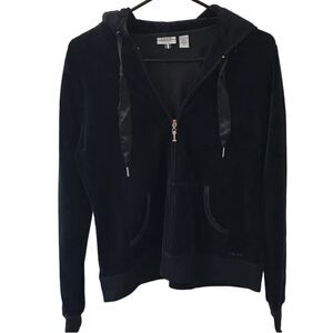Izod Movement Women’s Petite Black Velour Full Zip Hoodie